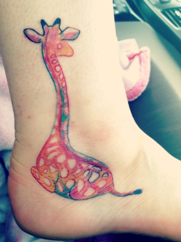 Cool Giraffe Tattoo On Ankle