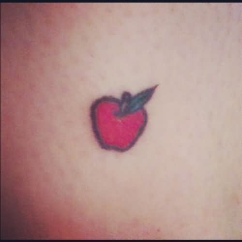 Cool Small Red Apple Tattoo Design