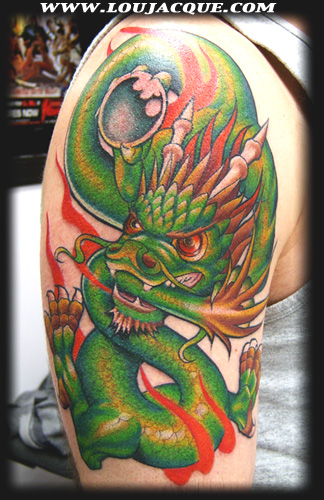 Cool Traditional Asian Dragon Tattoo On Right Half Sleeve