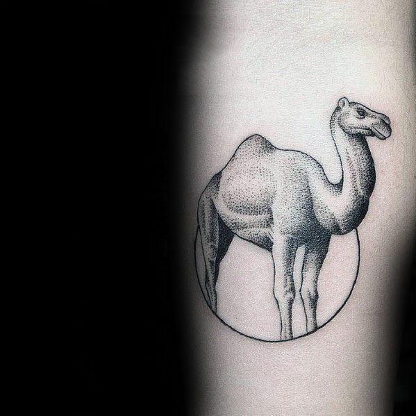 Dotwork Camel Tattoo Design For Sleeve