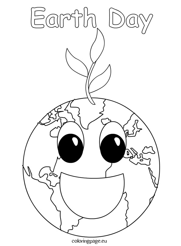Earth Day Smiling Earth Coloring Page