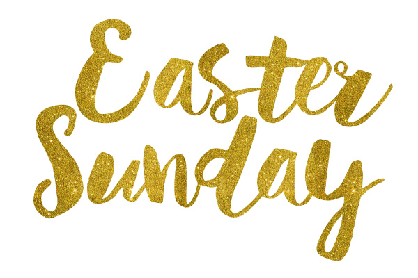 Easter Sunday Golden Glitter Text Picture