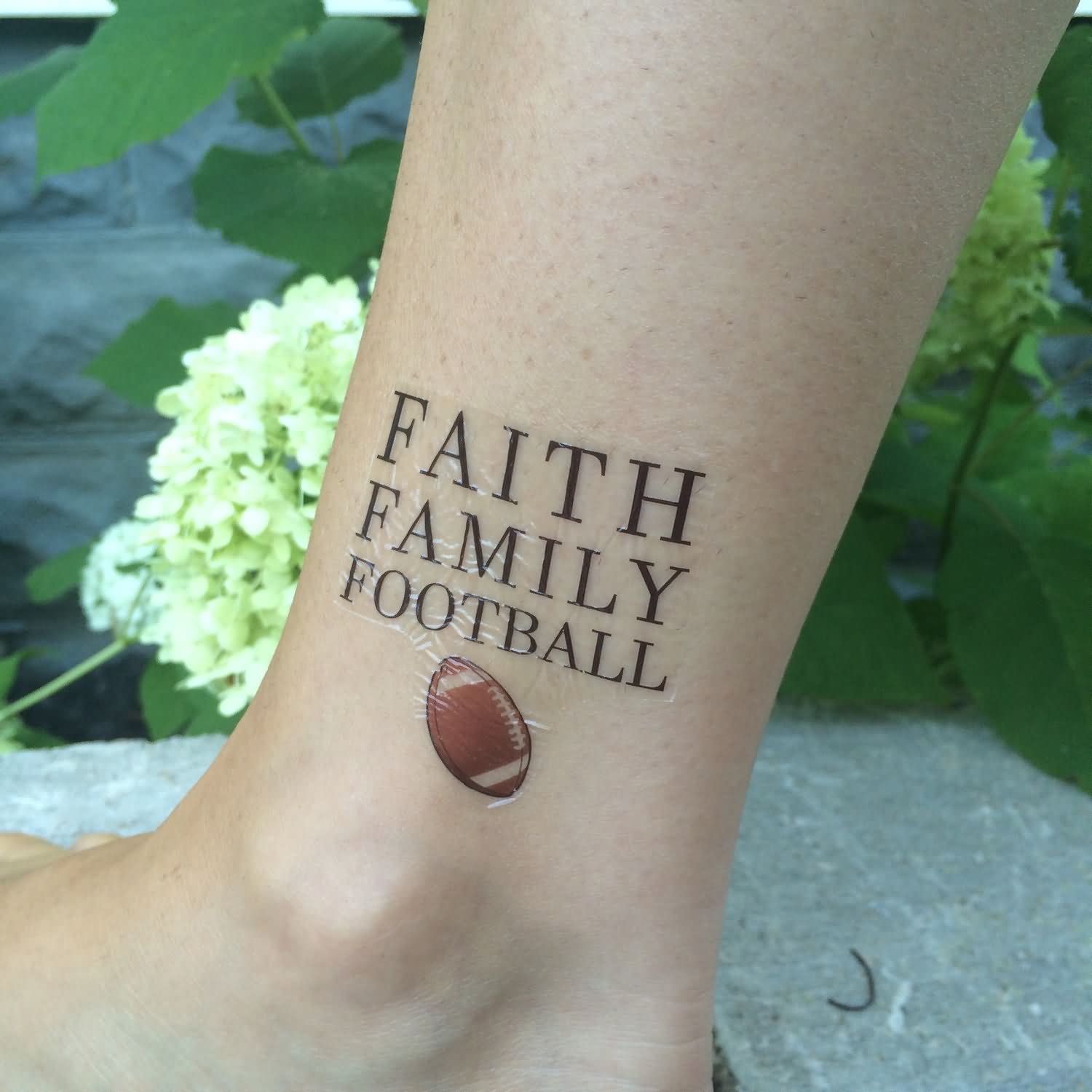 Faith Family Football – Cool Football Tattoo On Leg