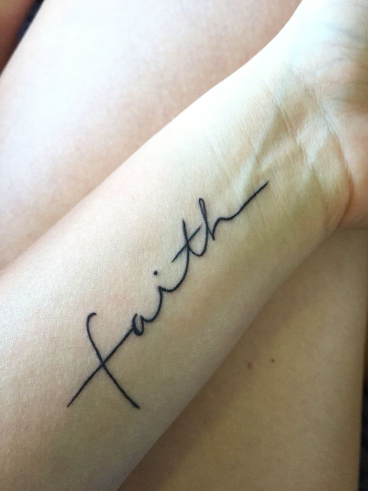 Faith Lettering Tattoo On Left Wrist