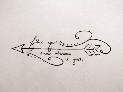 Follow Your Arrow Wherever It Goes - Black Outline Arrow Tattoo Stencil