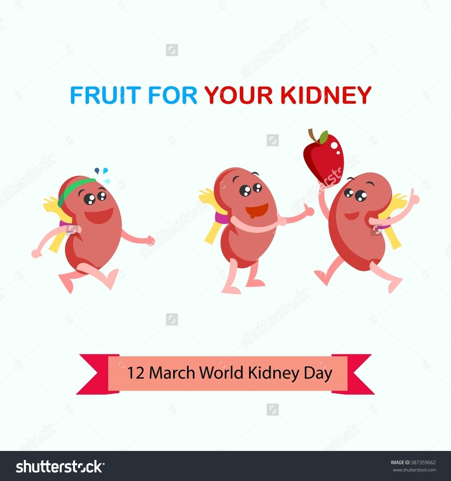 Fruit For Your Kidney 12 March World Kidney Day Vector Illustration