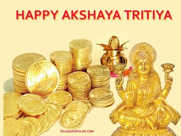 Happy Akshaya Tritiya 2017 Golden Coins And Goddess Lakshmi