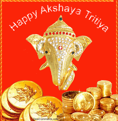Happy Akshaya Tritiya Glitter Ganesha Face