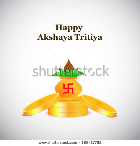 Happy Akshaya Tritiya Golden Coins And Kalash Illustration