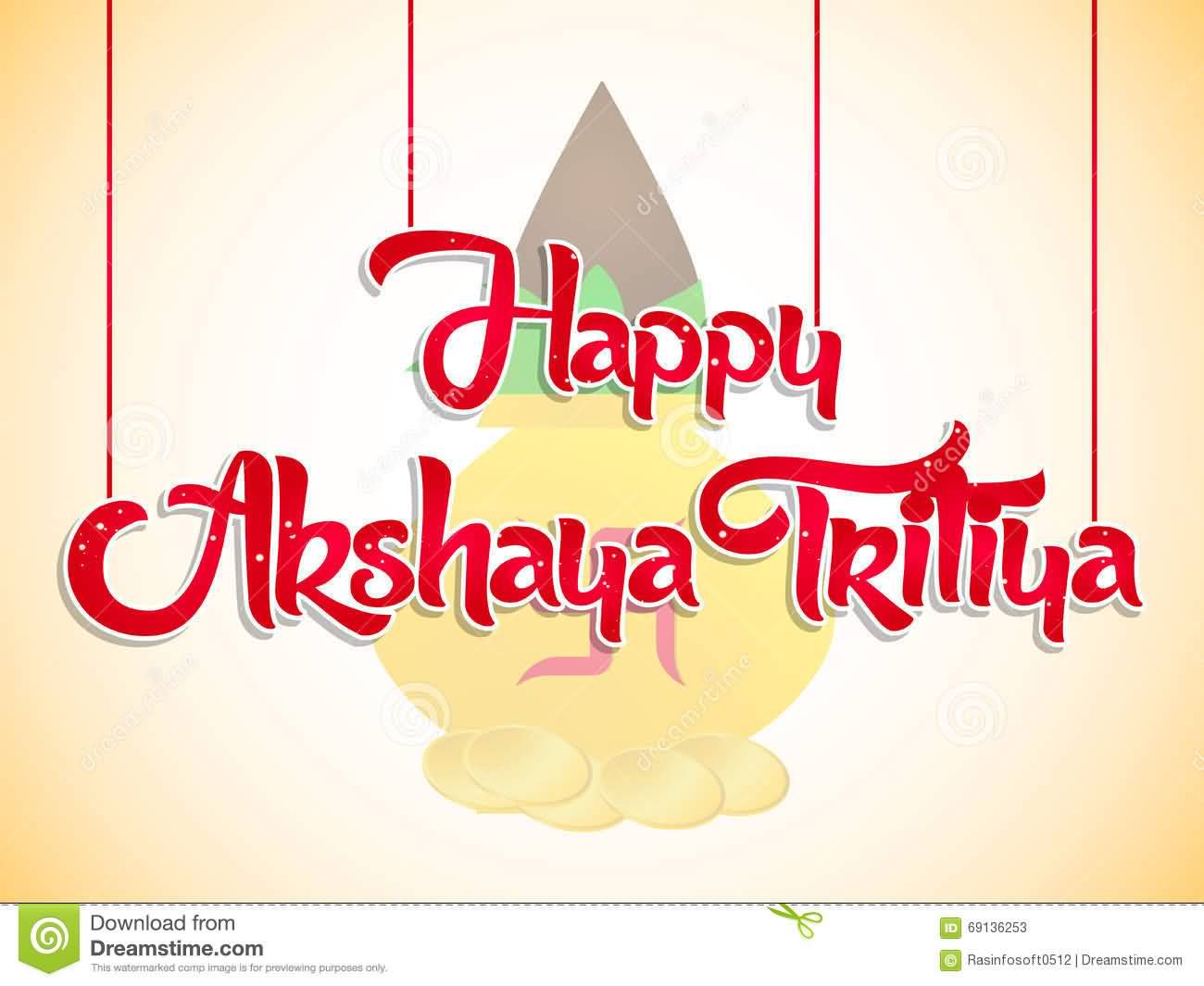 Happy Akshaya Tritiya Hanging Text Illustration