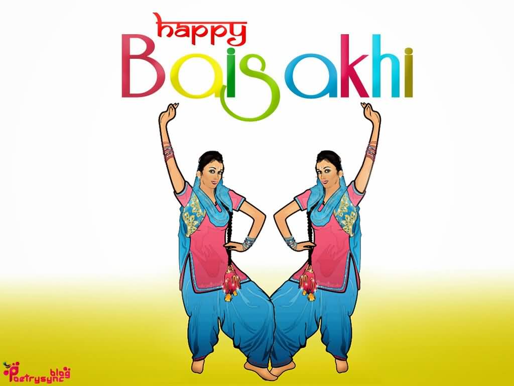 Happy Baisakhi Dancing Girls