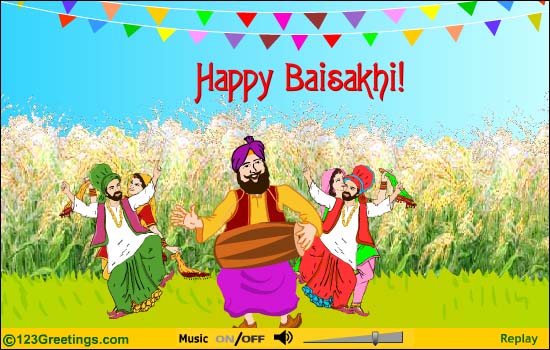 Happy Baisakhi Dancing People Card