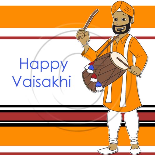 Happy Baisakhi Punjabi Man With Dhol