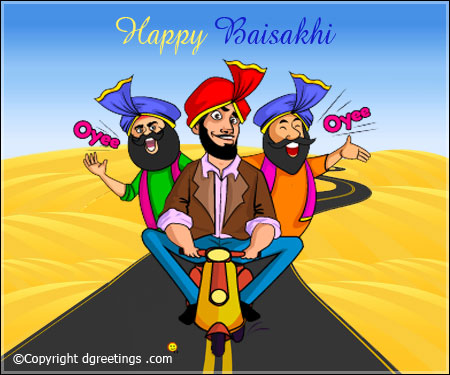 Happy Baisakhi Three Punjabi Men On Bike
