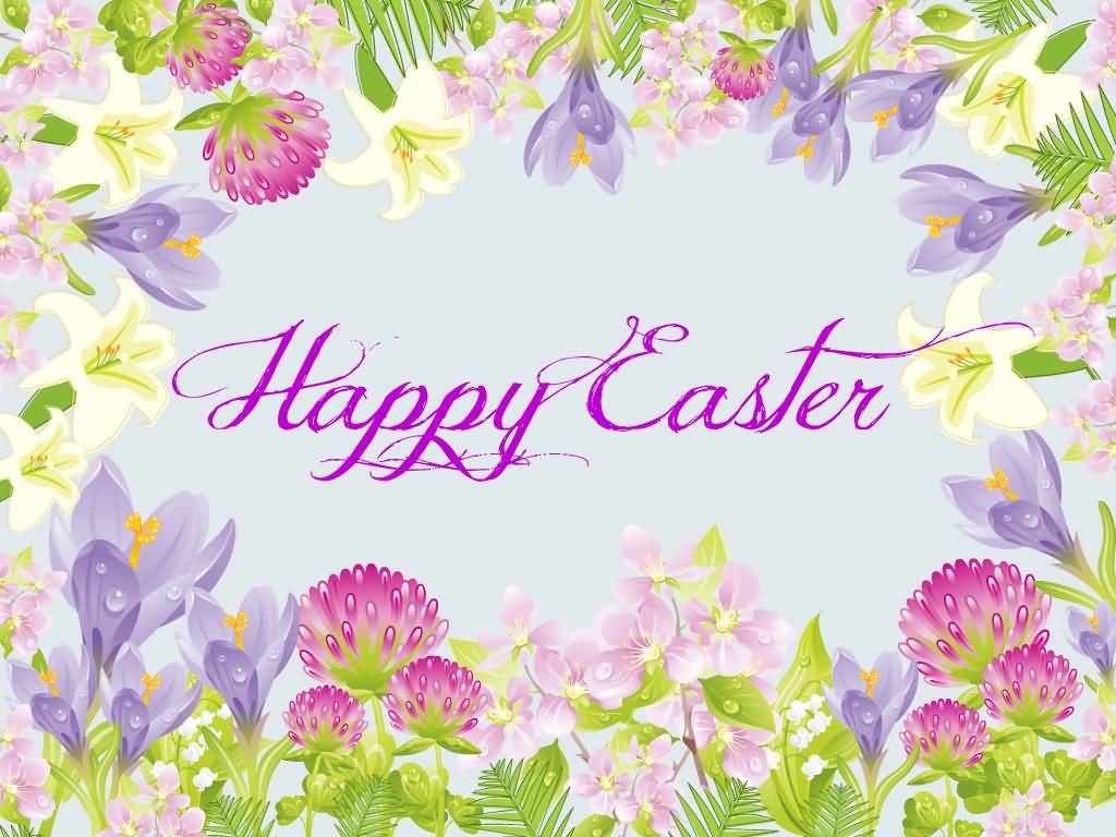 Happy Easter Amazing Flowers Design Greeting Card