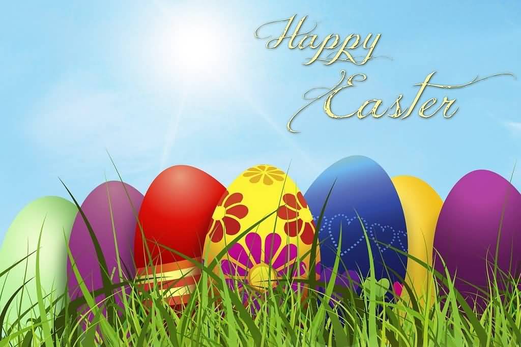 Happy Easter Colorful Eggs Greeting Card