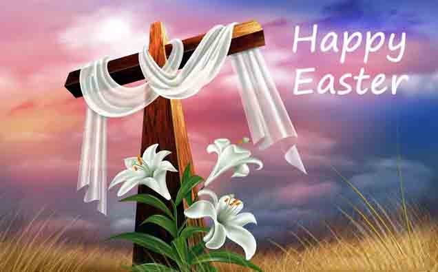 Happy Easter Cross With White Cloth Greeting Card