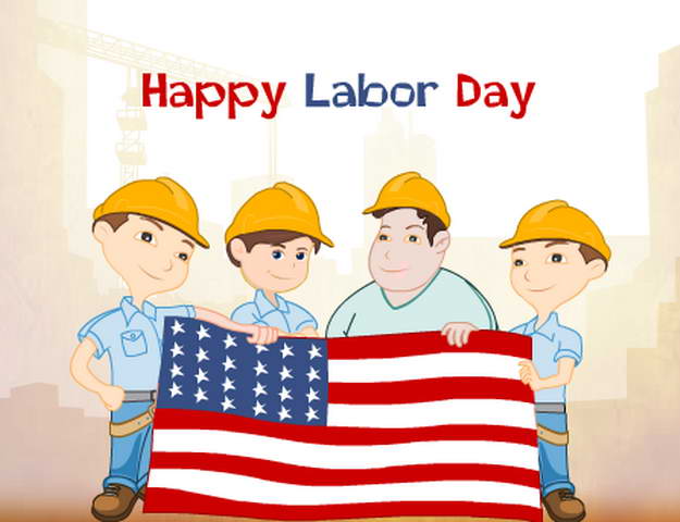 Happy Labor Day Workers With American Flag
