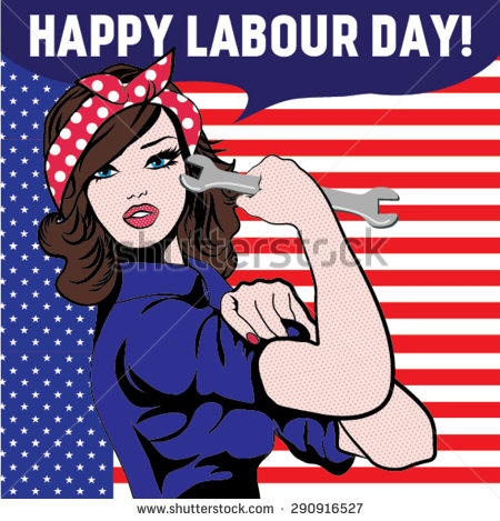 Happy Labour Day Woman Holding Wrench Illustration