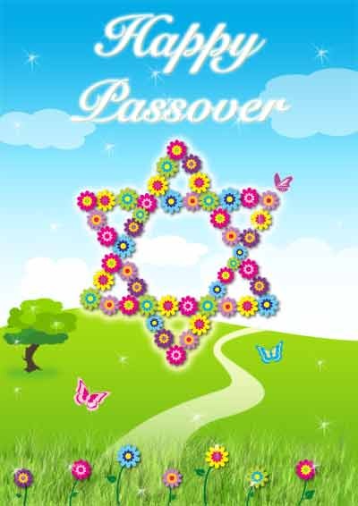 Happy Passover Flowers Star Card