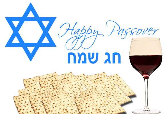 Happy Passover Hebrew Text With Wine Glass And Matzah