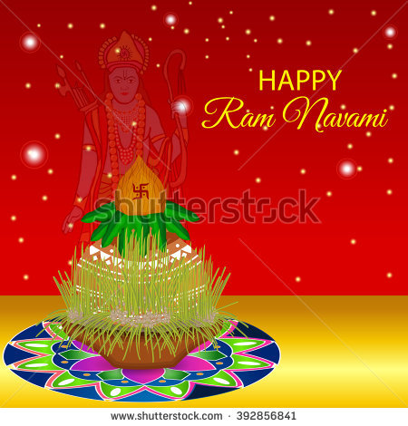 Happy Ram Navami Kalash Illustration