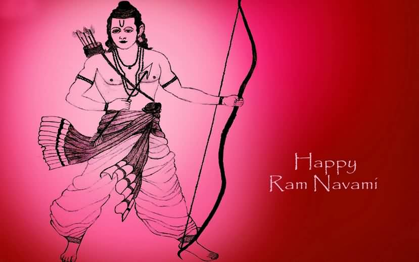 Happy Ram Navami Lord Rama With Bow And Arrow