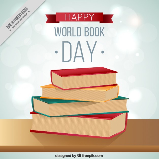 Happy World Book Day Books On Table Illustration