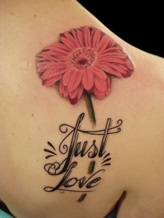 Just Love - Cool Daisy Flower Tattoo On Right Back Shoulder