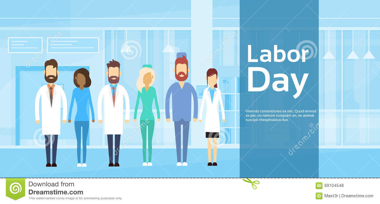 Labor Day Medical Team Group Illustration