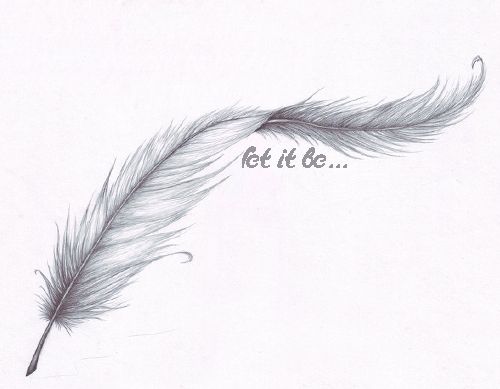 Let It Be – Classic Grey Ink Feather Tattoo Design