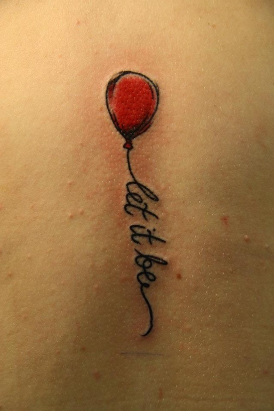 Let It Be – Red Ink Balloon Tattoo On Back