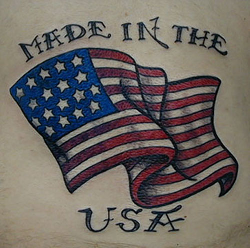Made In USA - America Flag Tattoo Design