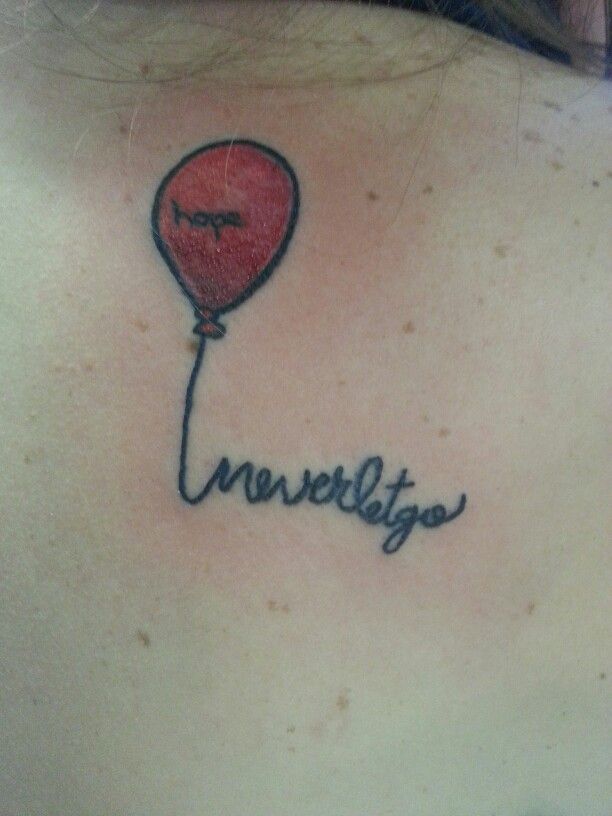 Never Let Go – Red Ink Balloon Tattoo Design