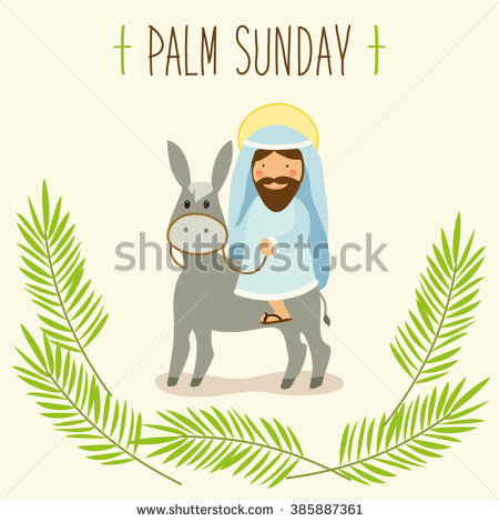 Palm Sunday Jesus Chrst On Pony Illustration