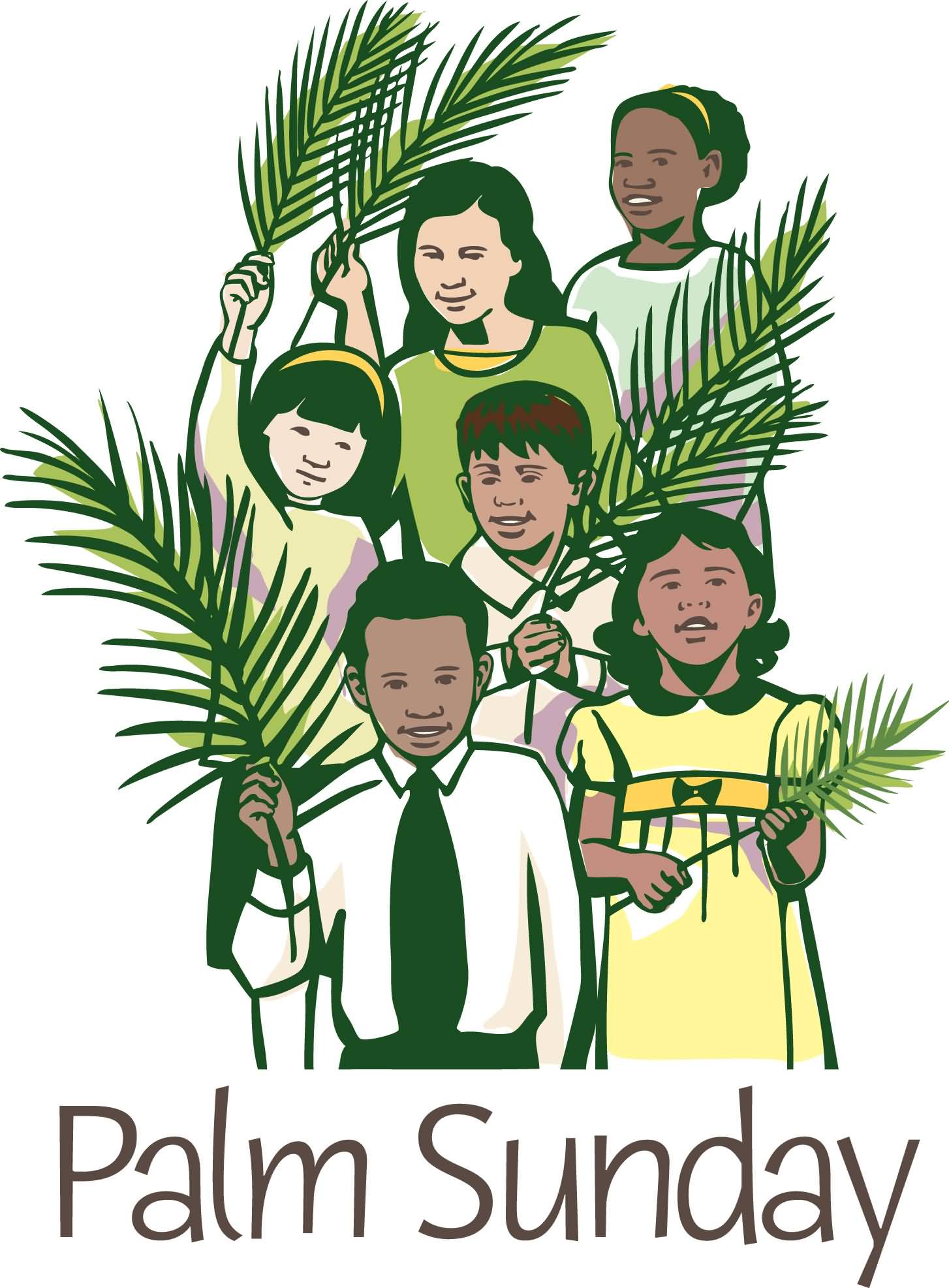 Palm Sunday People With Palm Leaves Clipart