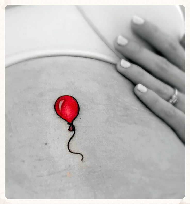 Red Ink Balloon Tattoo Design For Side Rib