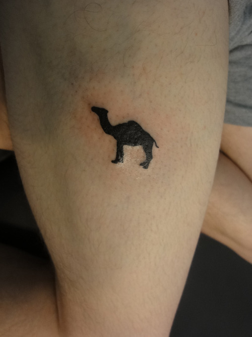 Silhouette Camel Tattoo On Left Half Sleeve