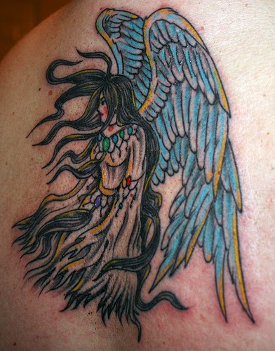 Traditional Angel Tattoo Design For Shoulder
