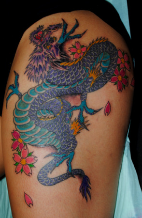 Traditional Asian Dragon Tattoo On Left Shoulder