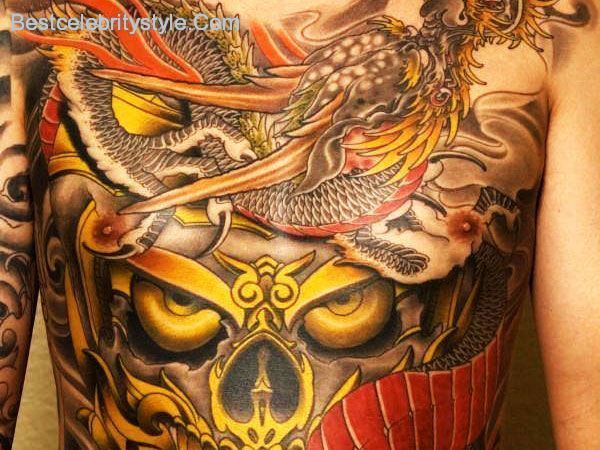 Traditional Asian Dragon Tattoo On Man Chest