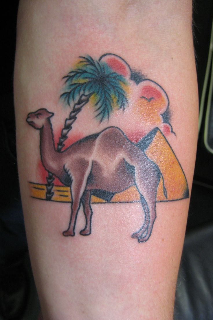 Traditional Camel Tattoo Design For Forearm