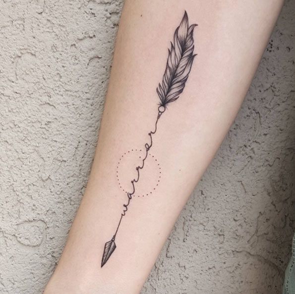 Unique Black Ink Arrow Tattoo On Right Forearm By Apocalypse