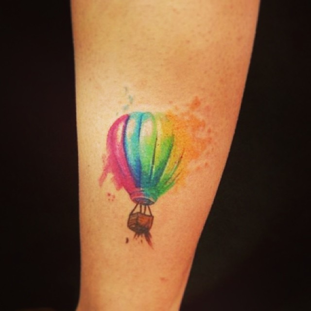 Watercolor Hot Air Balloon Tattoo Design For Sleeve