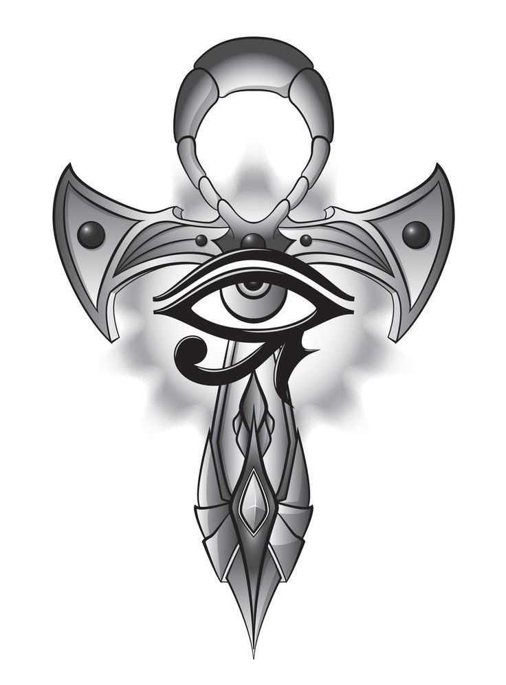 Wonderful Horus Eye With Ankh Tattoo Design