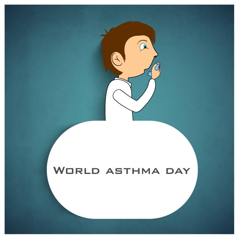 World Asthma Day Boy With Asthma Pump Card