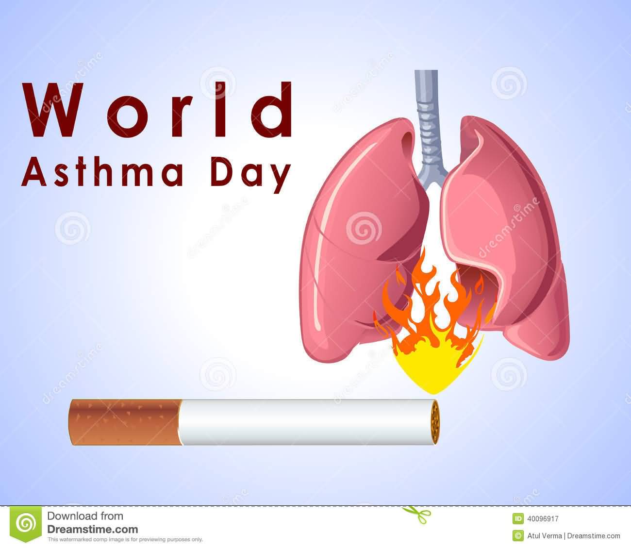 World Asthma Day Cigarette And Lungs Illustration