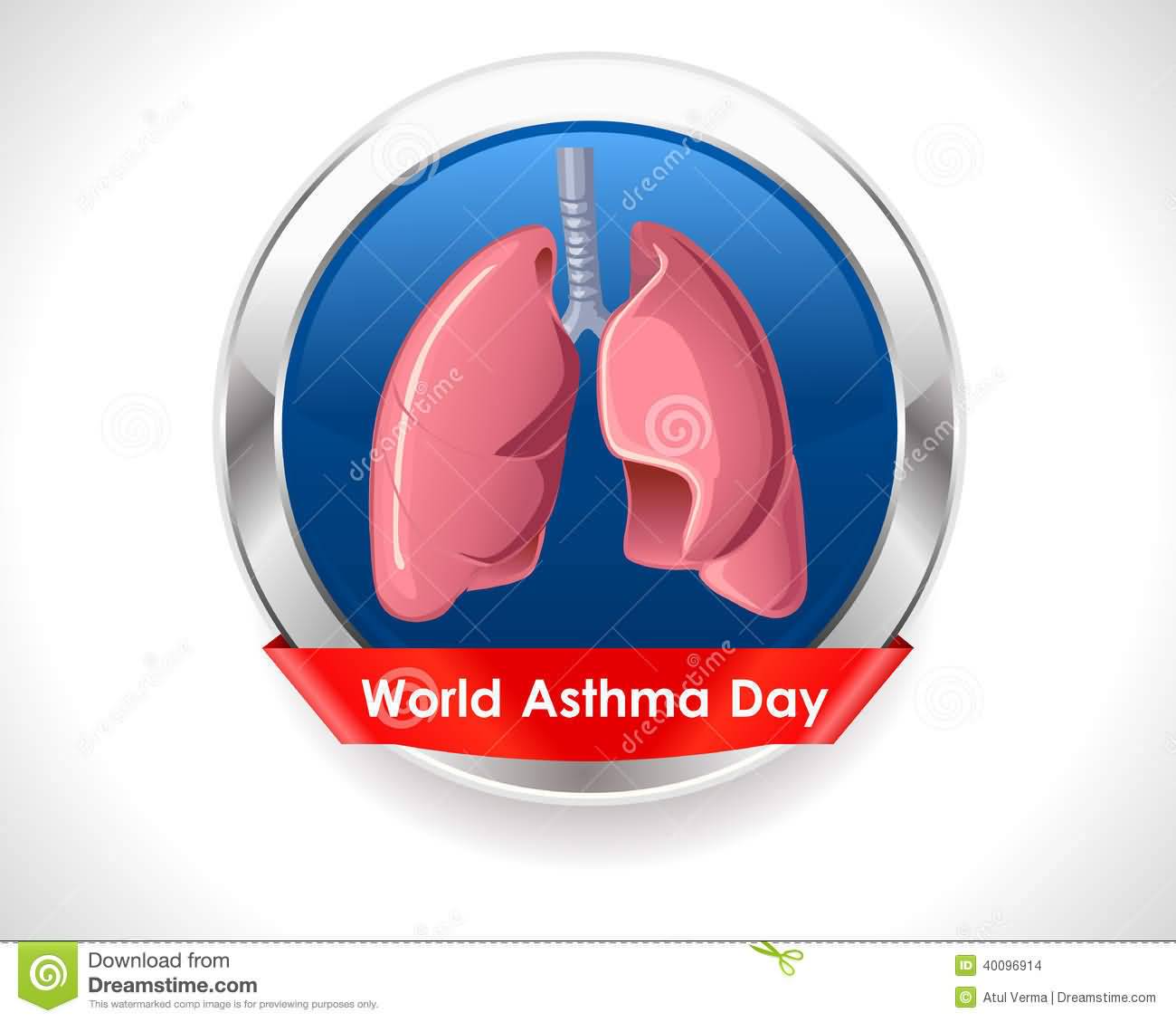 World Asthma Day Lungs Badge Illustration