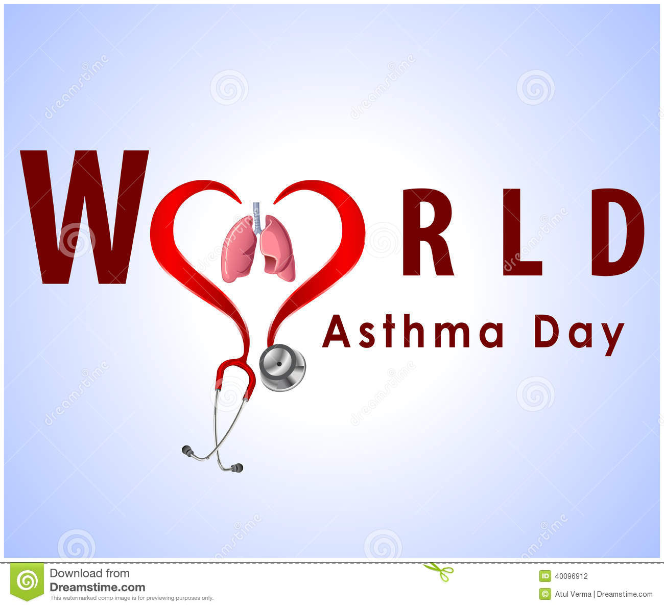 World Asthma Day Lungs With Heart Shaped Stethoscope Illustration