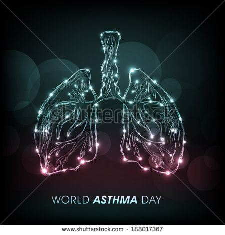 World Asthma Day Shiny Lungs On Abstract Green Background